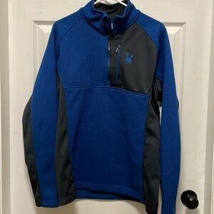SPYDER | Fleece | Pullover | 1/2 Zip |Blue/Black |Long Sleeve |Crew Neck |Size L